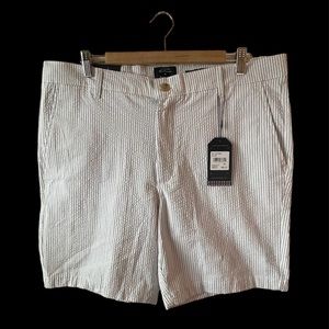 Ben Sherman Men 36 W Seersucker Shorts Regular Fit Stripe Blue & White NWT Stret